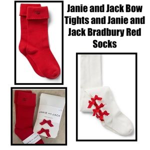 Janie and Jack Bow Tights and Janie and Jack Bradbury Red Socks
